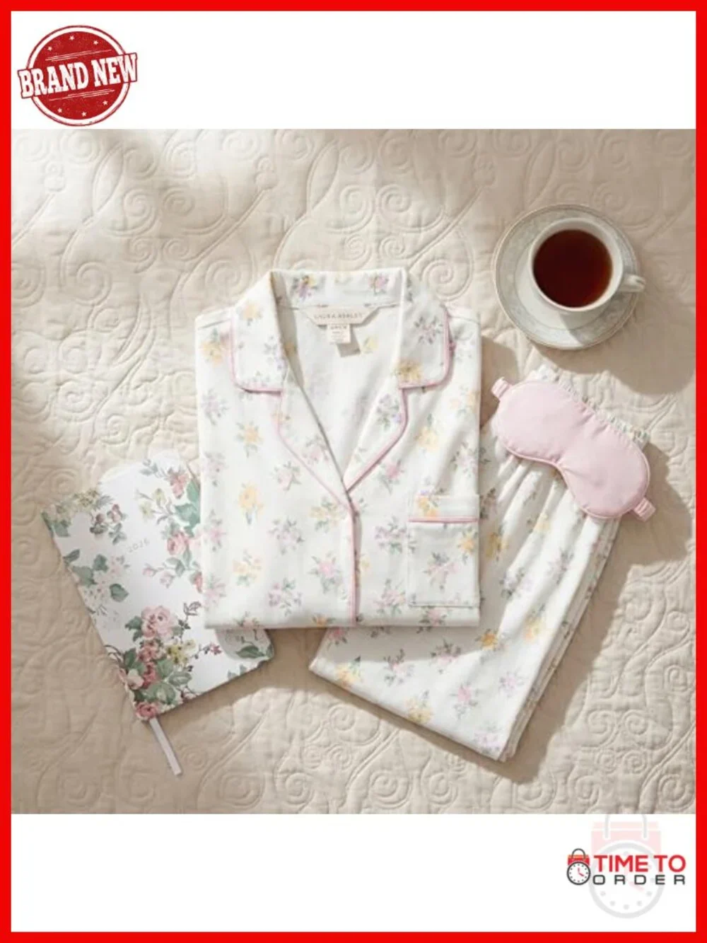 Women's Cotton Blend Notch Collar Button Down Pajama Set 2 Piece
